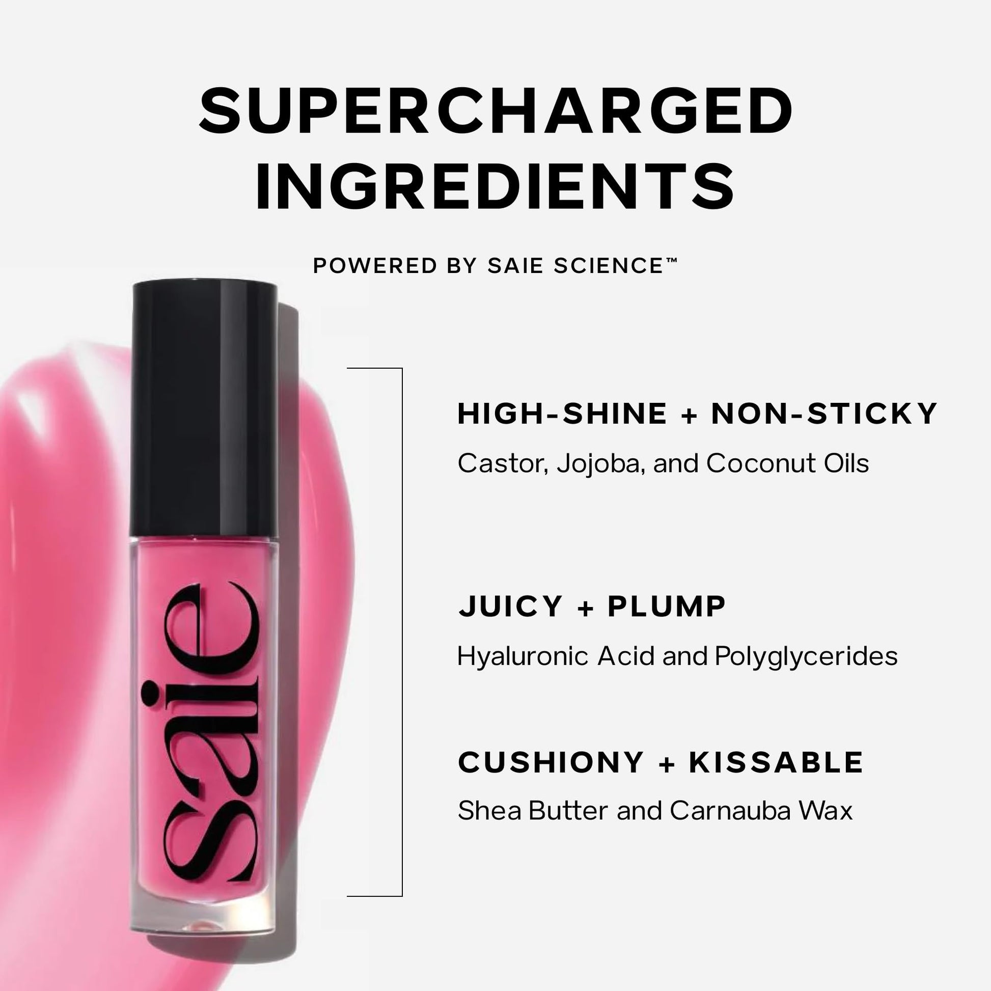 Saie Dewy Glow Duo - Dew Liquid Blush - (.40 oz, Hottie), Glossybounce Lip Gloss-Oil Hybrid (.17 oz, Splash) - Hydrating, Vegan Makeup for Radiant Cheeks & Lips - Maple Wellness Supplements