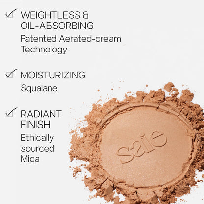 Saie Face Powder Duo, Medium - The Fluffy Brush, Soft, Multi-Use Targeted Powder Brush With Tapered Tip & Airset Radiant Loose Setting Powder, Translucent Medium (0.14 oz) - Vegan, Cruelty-Fee - Maple Wellness Supplements