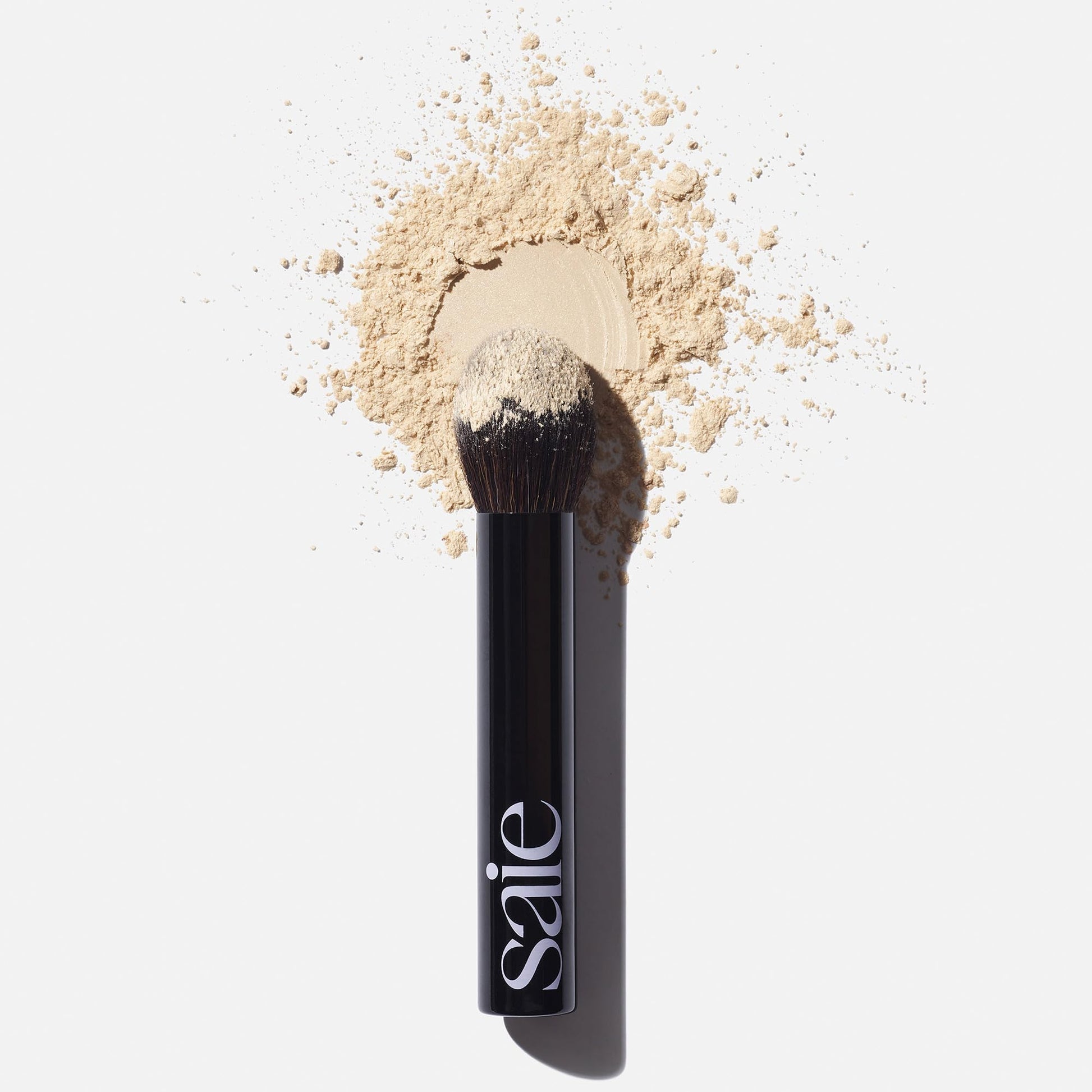 Saie Face Powder Duo, Medium - The Fluffy Brush, Soft, Multi-Use Targeted Powder Brush With Tapered Tip & Airset Radiant Loose Setting Powder, Translucent Medium (0.14 oz) - Vegan, Cruelty-Fee - Maple Wellness Supplements