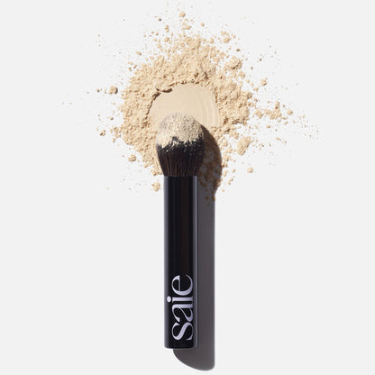 Saie Face Powder Duo, Medium - The Fluffy Brush, Soft, Multi-Use Targeted Powder Brush With Tapered Tip & Airset Radiant Loose Setting Powder, Translucent Medium (0.14 oz) - Vegan, Cruelty-Fee - Maple Wellness Supplements