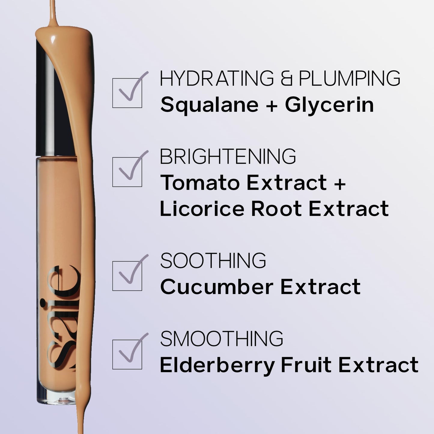 Saie Hydrabeam Under Eye Brightener - Sheer + Hydrating Concealer with Glycerin, Squalane + Cucumber Extract - Brightening Under Eye Concealer + Corrector for Even, Glowing Skin - Shade 6 (0.2 oz) - Maple Wellness Supplements