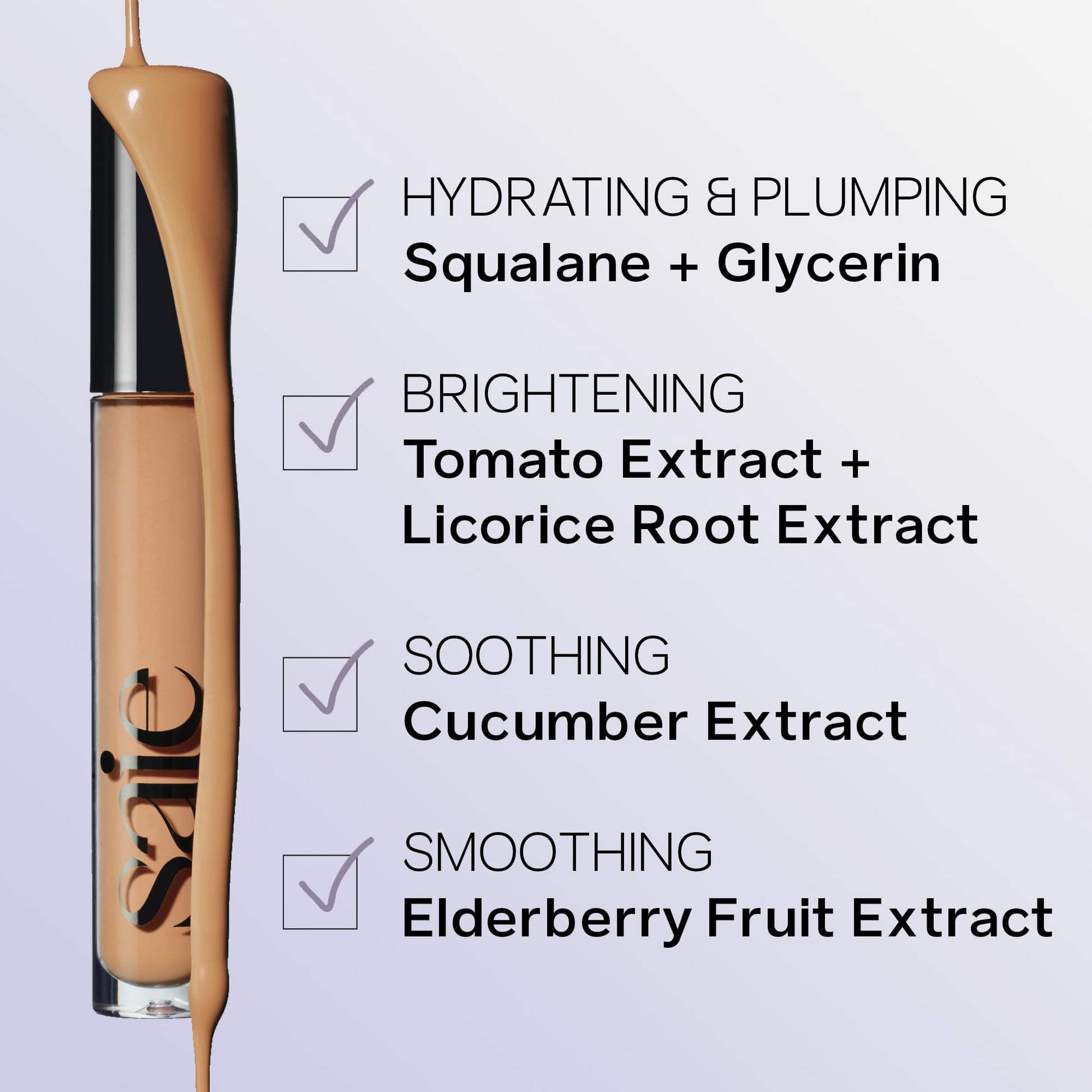 Saie Hydrabeam Under Eye Brightener - Sheer + Hydrating Concealer with Glycerin, Squalane + Cucumber Extract - Brightening Under Eye Concealer + Corrector for Even, Glowing Skin - Shade 6 (0.2 oz) - Maple Wellness Supplements
