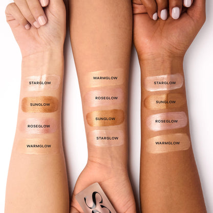 Saie Mini Glowy Super Gel Lightweight llluminator & Makeup Primer - Sunglow (0.5 oz) + Dew Blush - Lightweight Liquid Blush with a Blendable + Buildable Cream Finish - Sweetie (.40 oz) - Maple Wellness Supplements