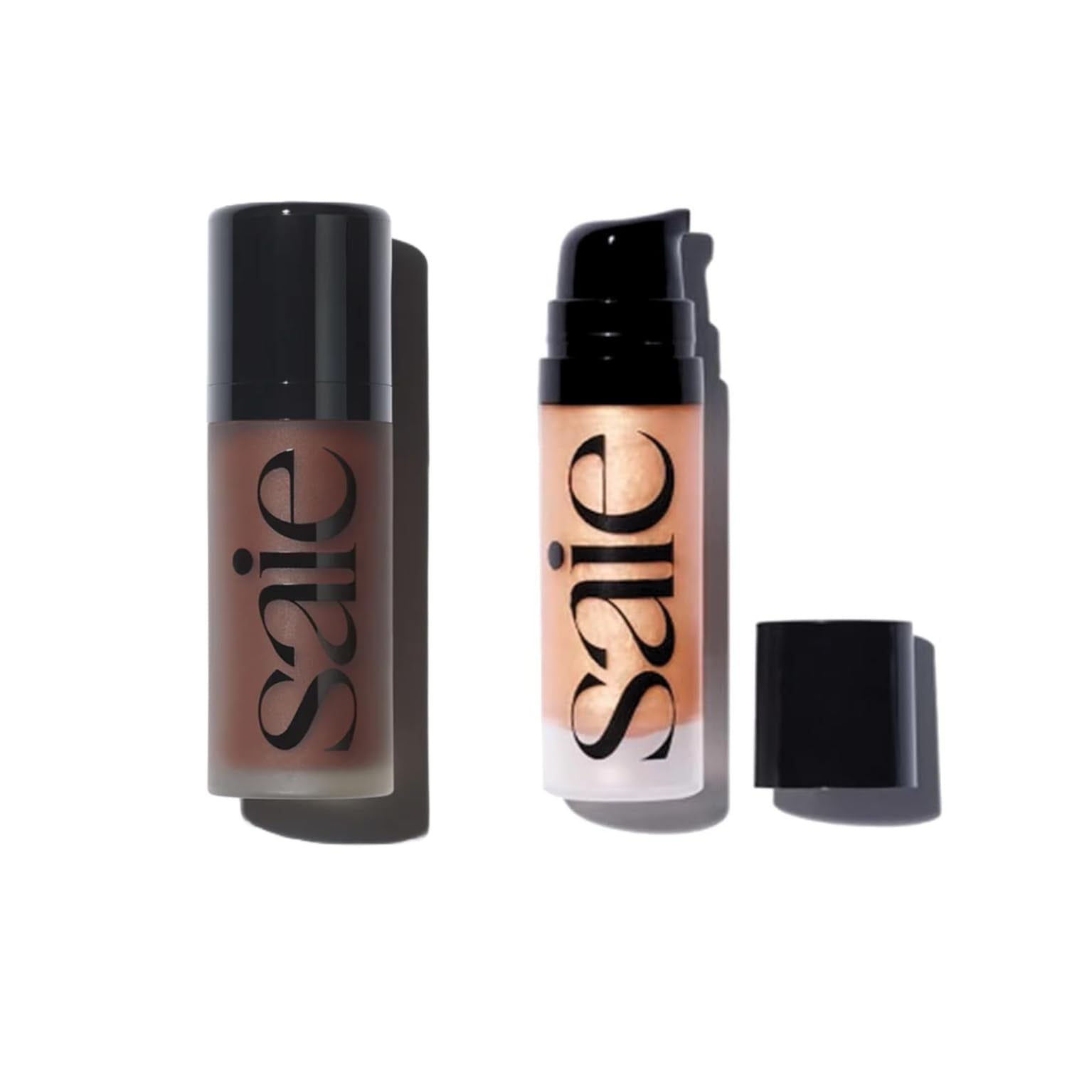 Saie Radiant Glow Duo - Dew Bronze Soft-Focus Liquid Bronzer in Sail (0.4 oz) & Mini Glowy Super Gel Lightweight Illuminator in Sunglow (0.5 oz), Hydrating Makeup Essentials for a Sun-Kissed Glow - Maple Wellness Supplements