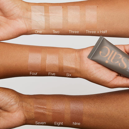 Saie Slip Tint Tinted Moisturizer with SPF 35 - Light Coverage, Glowy Skin Tint & Mineral Sunscreen for Face with Hydrating Hyaluronic Acid - Summer Makeup Essential - Shade Three + Half (1.35 oz) - Maple Wellness Supplements