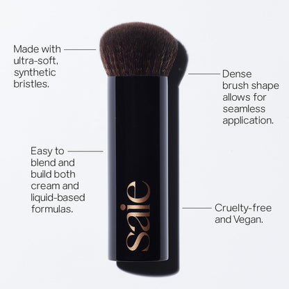 Saie Sun Melt Duo - The Big Brush - Soft, Multi-Use Liquid + Cream Makeup Brush With Synthetic Bristles Bundled With Sun Melt Bronzer in Tan Bronze - Buildable Cream Contour with Velvet Finish (1 oz) - Maple Wellness Supplements