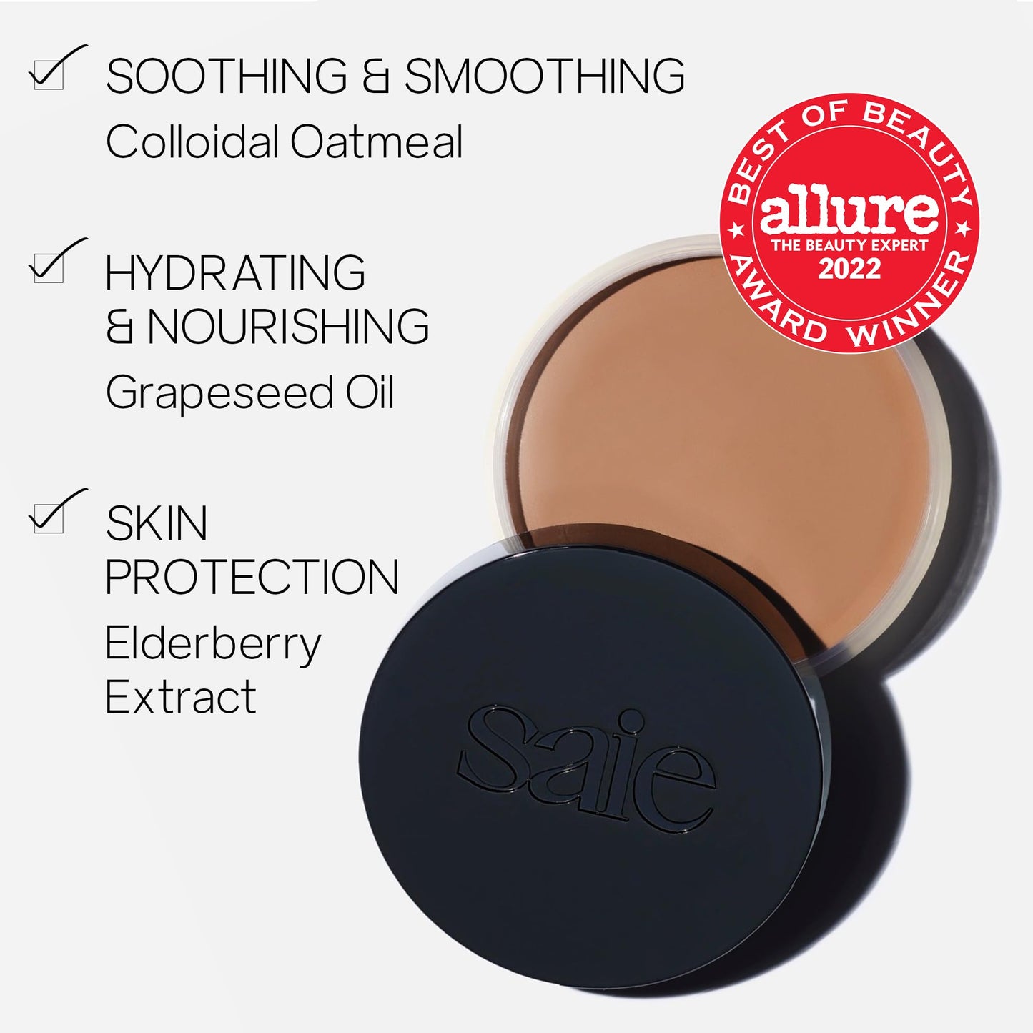 Saie Sun Melt Duo - The Big Brush - Soft, Multi-Use Liquid + Cream Makeup Brush With Synthetic Bristles Bundled With Sun Melt Bronzer in Tan Bronze - Buildable Cream Contour with Velvet Finish (1 oz) - Maple Wellness Supplements