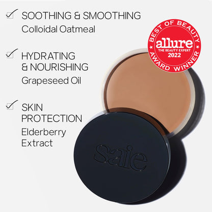 Saie Sun Melt Duo - The Big Brush - Soft, Multi-Use Liquid + Cream Makeup Brush With Synthetic Bristles Bundled With Sun Melt Bronzer in Tan Bronze - Buildable Cream Contour with Velvet Finish (1 oz) - Maple Wellness Supplements