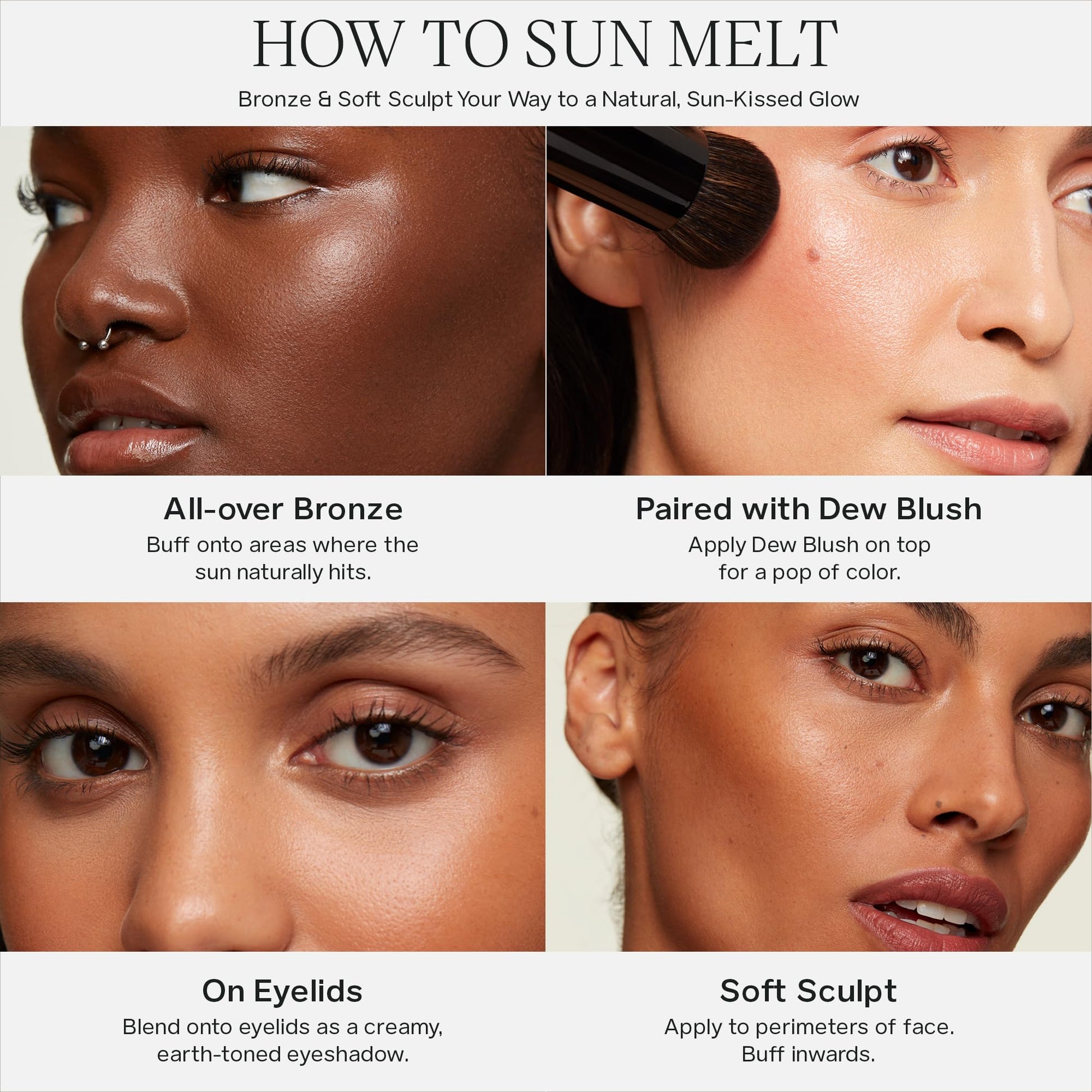 Saie Sun Melt Duo - The Big Brush - Soft, Multi-Use Liquid + Cream Makeup Brush With Synthetic Bristles Bundled With Sun Melt Bronzer in Tan Bronze - Buildable Cream Contour with Velvet Finish (1 oz) - Maple Wellness Supplements
