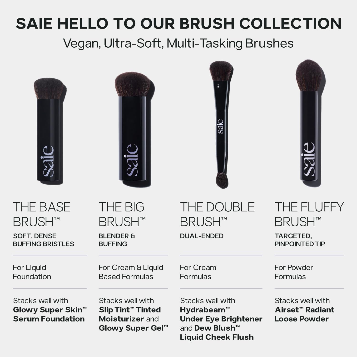 Saie Sun Melt Duo - The Big Brush - Soft, Multi-Use Liquid + Cream Makeup Brush With Synthetic Bristles Bundled With Sun Melt Bronzer in Tan Bronze - Buildable Cream Contour with Velvet Finish (1 oz) - Maple Wellness Supplements