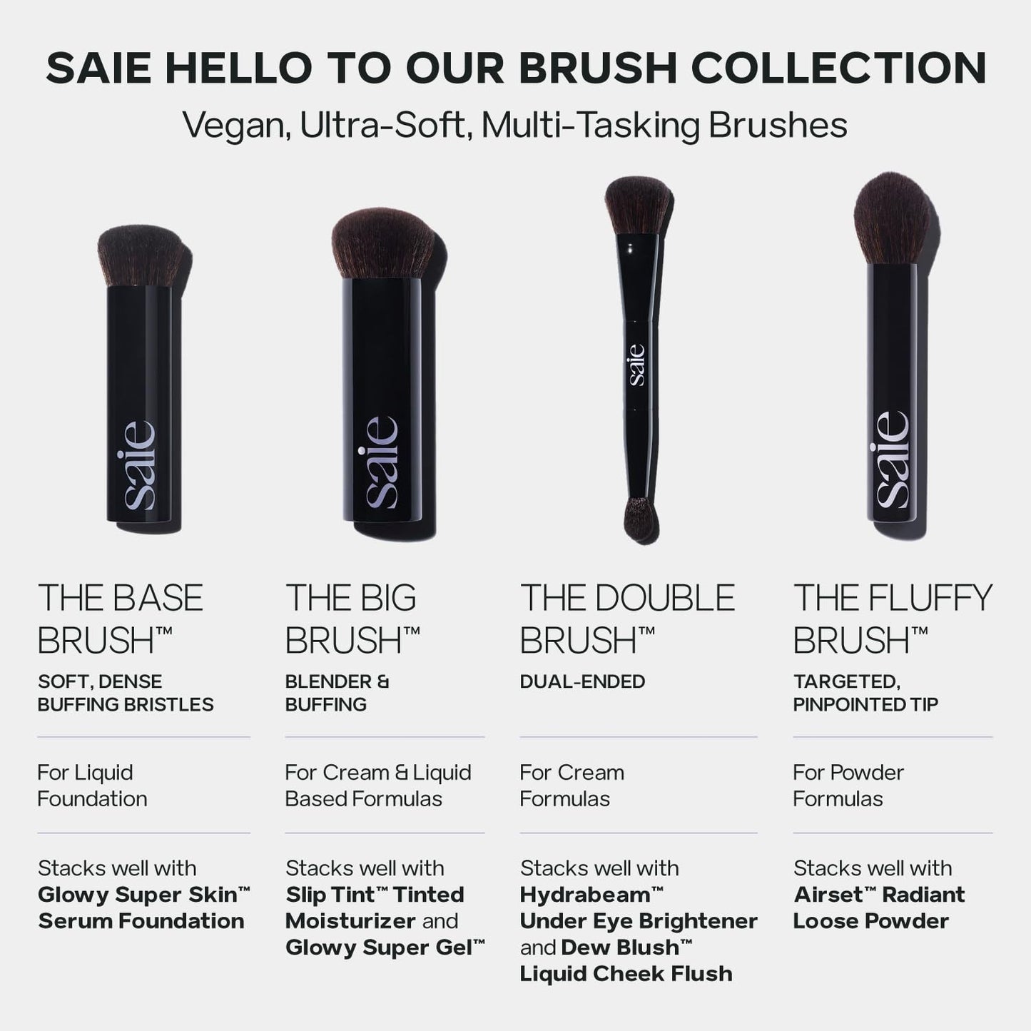 Saie The Big Liquid Foundation Brush - Soft, Multi-Use Makeup Brush for Buffing, Blending & Building - Made with Cruelty-Free, Synthetic Bristles & Creates a Seamless Finish (1 Count) - Maple Wellness Supplements