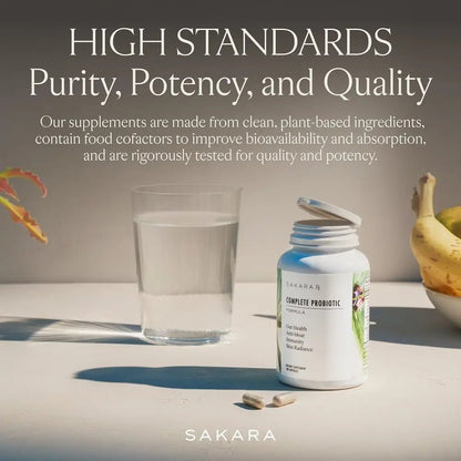 SAKARA Complete Probiotic - Prebiotics and Probiotics for Women Digestive Health Supplements, Supports Bloating, Immune System & Skin Radiance, Gut Health for Women with 3 Billion CFU's - 180 Capsules - Maple Wellness Supplements
