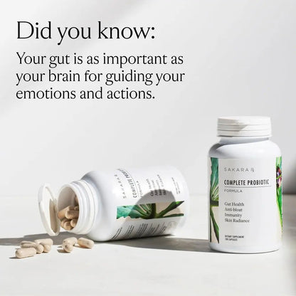 SAKARA Complete Probiotic - Prebiotics and Probiotics for Women Digestive Health Supplements, Supports Bloating, Immune System & Skin Radiance, Gut Health for Women with 3 Billion CFU's - 180 Capsules - Maple Wellness Supplements