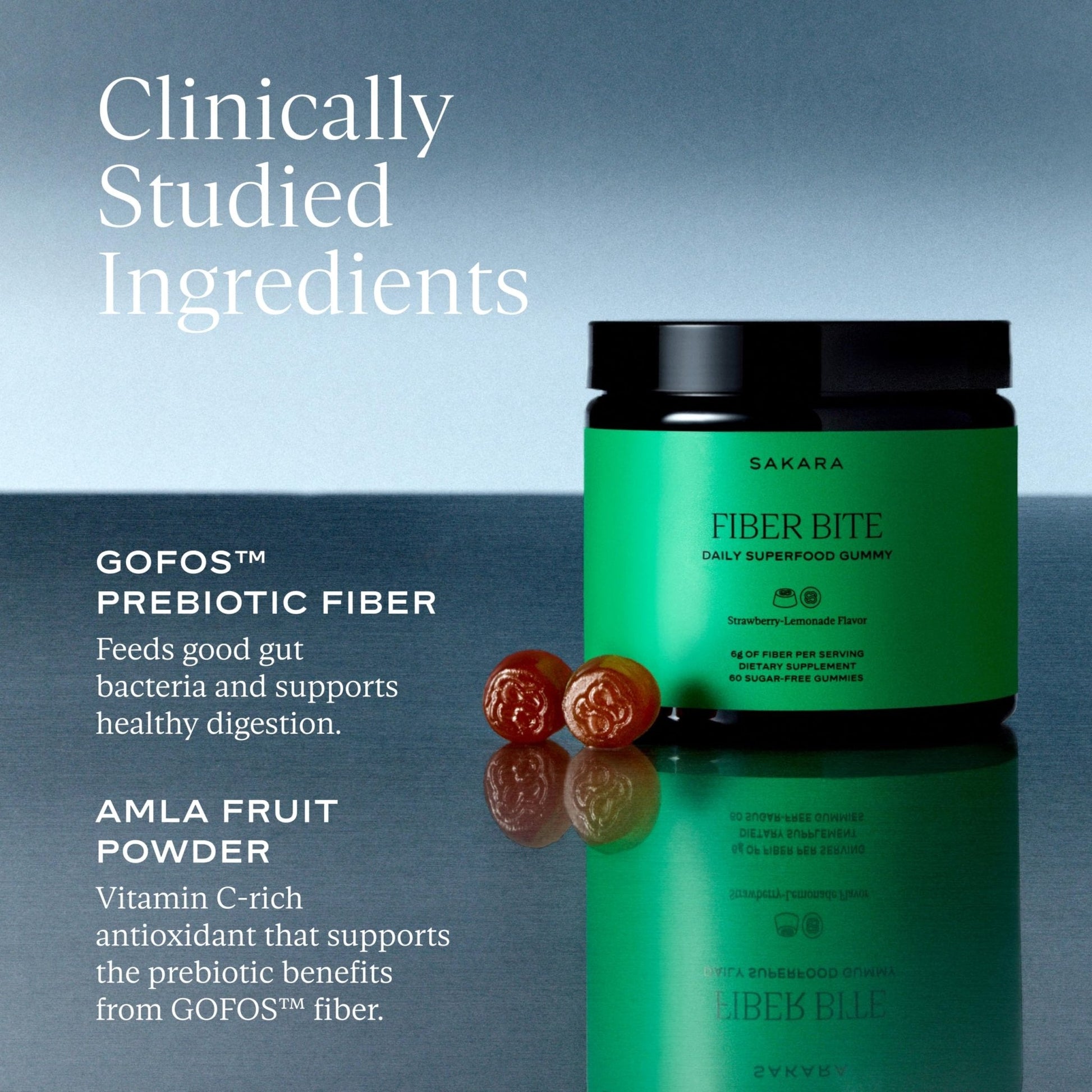 SAKARA Fiber Gummies for Gut Health & Digestive Support | 6g Prebiotic Fiber | Sugar-Free, Plant-Based | Strawberry Lemonade | 60 Count - Maple Wellness Supplements