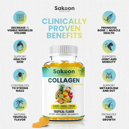 Sakoon nutrition Halal Collagen Gummies for Women and Men - Anti Aging, Hair Growth, Skin Care & Strong Nails Protein Collagen Supplements - Non-GMO, Gluten Free - Made in USA - Maple Wellness Supplements