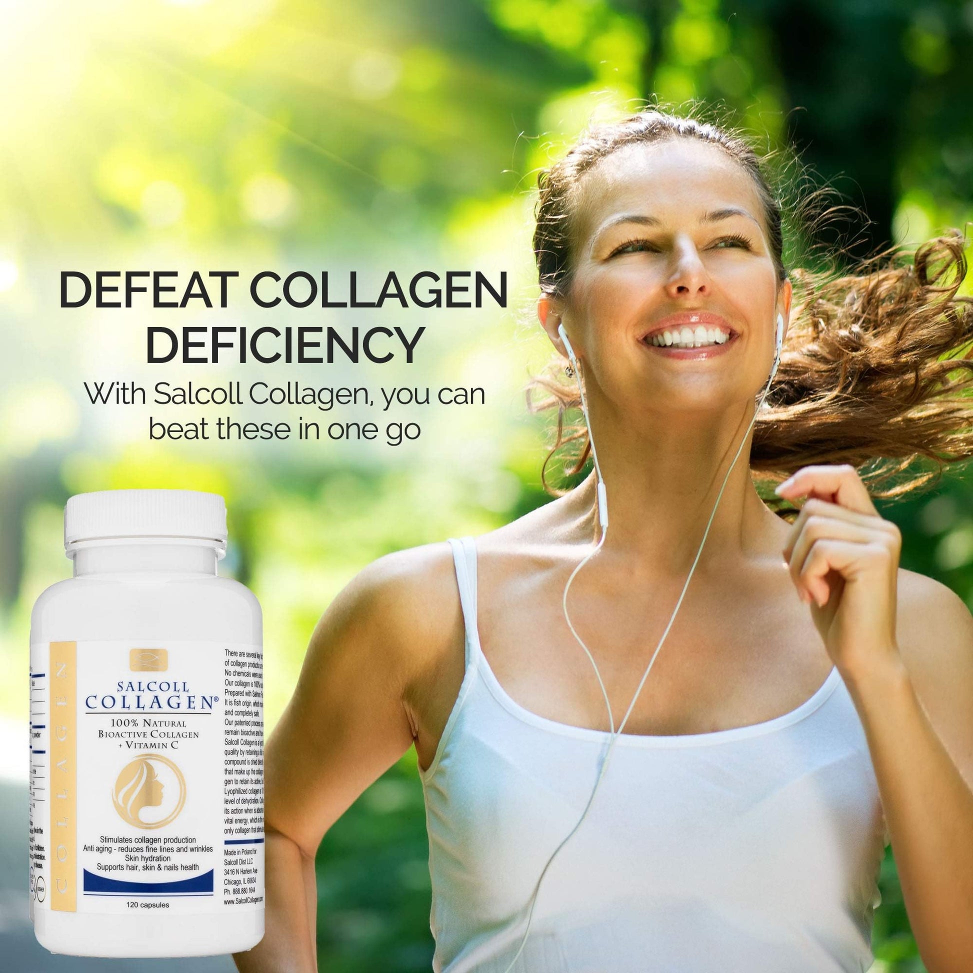 Salcoll Premium Marine Collagen Capsules, 120 Count, Fish Collagen Supplement for Joint Support, Skin, Hair & Nails - Maple Wellness Supplements
