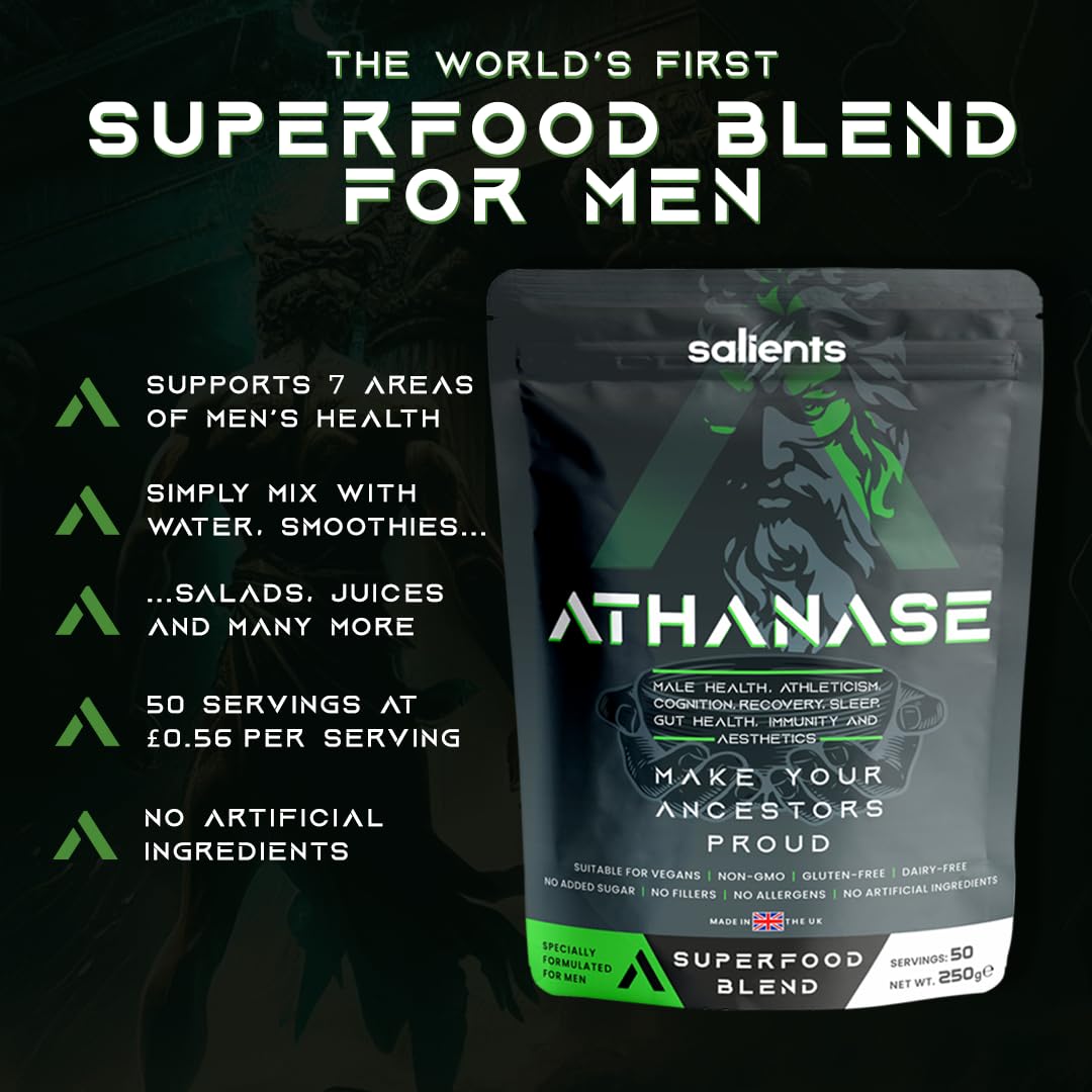 SALIENTS® ATHANASE® | Men's Super Greens Powder | Superfood Powder Blend - Maple Wellness Supplements