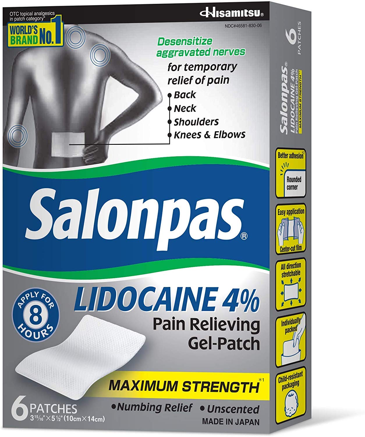 Salonpas LIDOCAINE (5 Pack Bundle) Pain Relieving Maximum Strength Gel Patch! - Maple Wellness Supplements