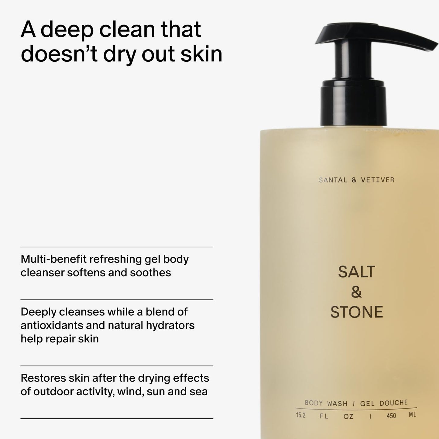 Salt & Stone Body Wash with Antioxidants for Deep Moisture | For Women & Men, Sulfate - Maple Wellness Supplements