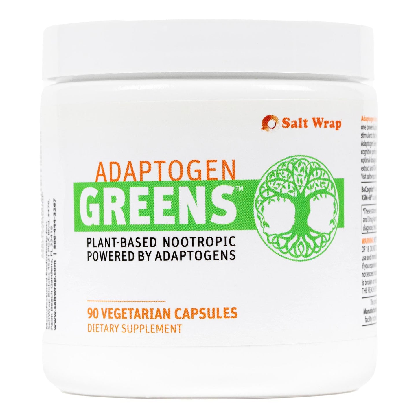 SaltWrap Adaptogen Greens - Mind-Body Resilience Formula - Caffeine-Free Nootropic for Stress, Focus, and Cognitive Performance - 90 Capsules - Maple Wellness Supplements
