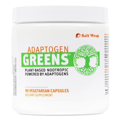 SaltWrap Adaptogen Greens - Mind-Body Resilience Formula - Caffeine-Free Nootropic for Stress, Focus, and Cognitive Performance - 90 Capsules - Maple Wellness Supplements