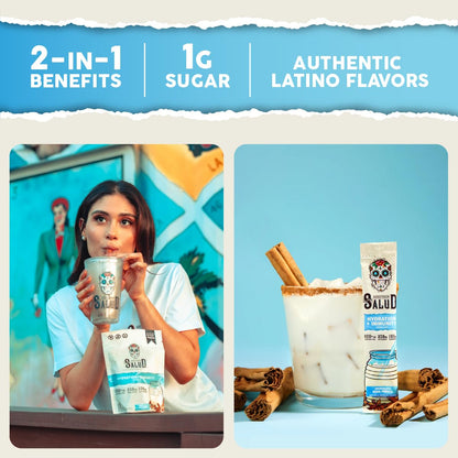 Salud 2-in-1 Hydration Packets + Immunity Electrolytes Powder, Horchata - Agua Fresca Drink Mix, Elderberry, Dairy & Soy Free, Non-GMO, Gluten Free, Vegan - Maple Wellness Supplements
