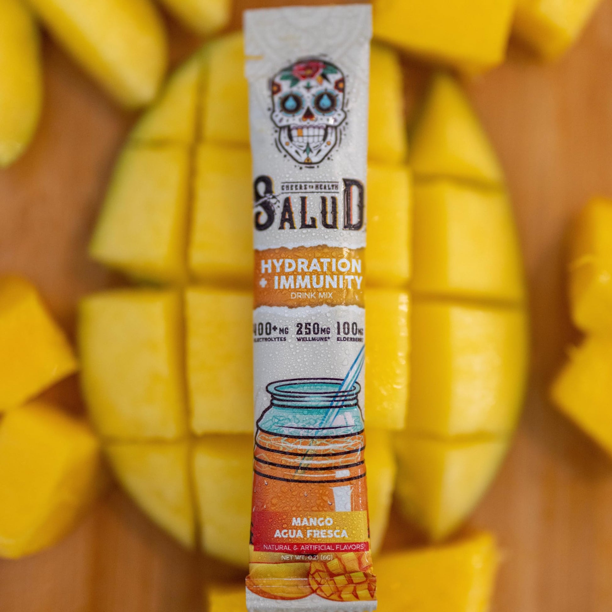 Salud 2-in-1 Hydration Packets + Immunity Electrolytes Powder, Mango - Agua Fresca Drink Mix, Elderberry, Dairy & Soy Free, Non-GMO, Gluten Free, - Maple Wellness Supplements