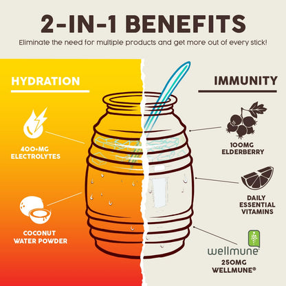 Salud 2-in-1 Hydration Packets + Immunity Electrolytes Powder, Mango - Agua Fresca Drink Mix, Elderberry, Dairy & Soy Free, Non-GMO, Gluten Free, - Maple Wellness Supplements