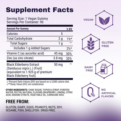 Sambucol Elderberry Gummies - Immune Support Supplement for Adults & Kids with Vitamin C & Zinc, Sambucol Elderberry - Maple Wellness Supplements