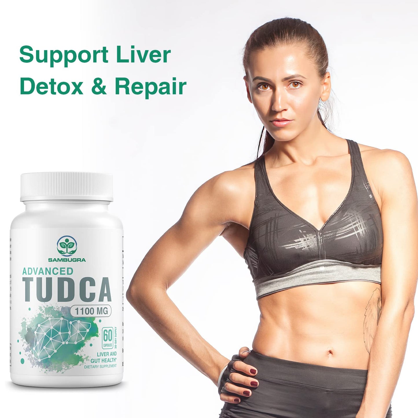 Sambugra TUDCA Liver Supplements 1100mg, 3rd Party Tested Ultra Strength Bile Salt TUDCA Supplement, Liver Support for Detox - Maple Wellness Supplements