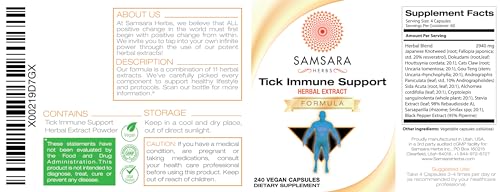 Samsara Herbs Tick Immune Support - The Original Herbal Formula (240 Capsules) - Maple Wellness Supplements