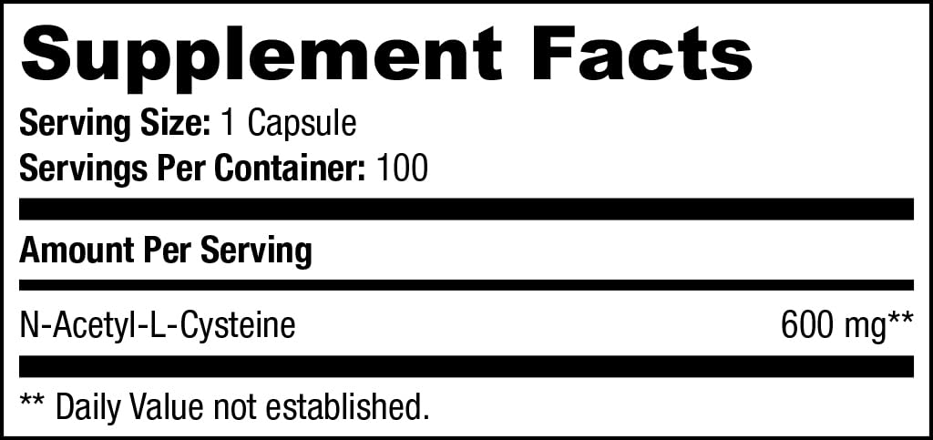 SAN N-Acetyl-L-Cysteine (NAC), Immune, Respiratory, Liver Health, NAC 600 mg, Potent antioxidant Support, Free-radicals, Easy to Absorb, 100 Capsules - Maple Wellness Supplements