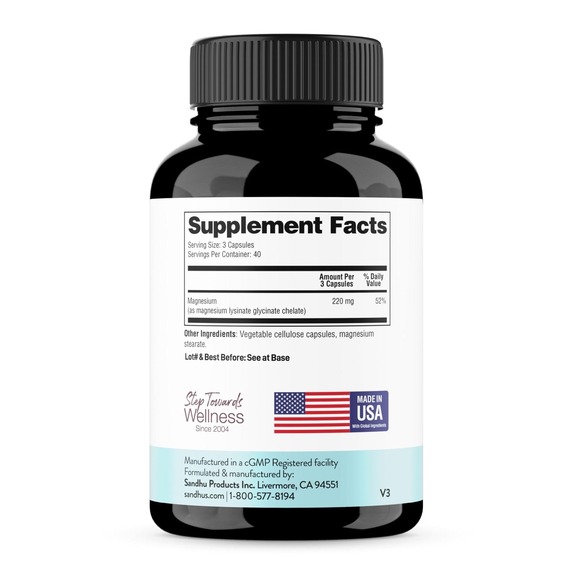 Sandhu's Magnesium Glycinate Lysinate | 120 Easy to Swallow Chelated Vegan Capsules | Magnesium Lysine Chelate Supplement for High Absorption | for Best Sleep, Leg Cramps, Relaxation - Maple Wellness Supplements