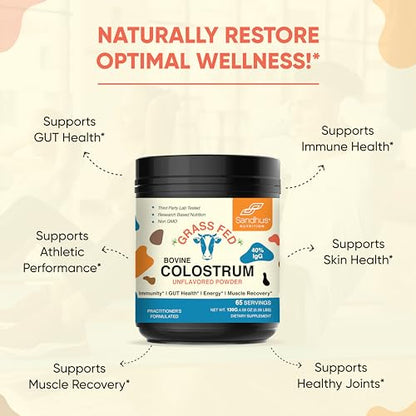 Sandhu's Pure Bovine Colostrum Powder Supplement for Humans |𝟰𝟬% 𝗜𝗴𝗚 Highly - Maple Wellness Supplements