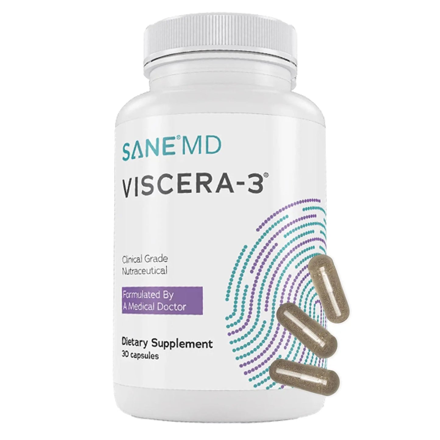 SANE MD - Viscera 3 Postbiotics with Tributyrin - Sodium Butyrate Supplement for Gas and Bloating Relief - Gut Health - IBS & Leaky Gut Butyric Acid Supplement - NSF Certified - 30 Capsules - Maple Wellness Supplements
