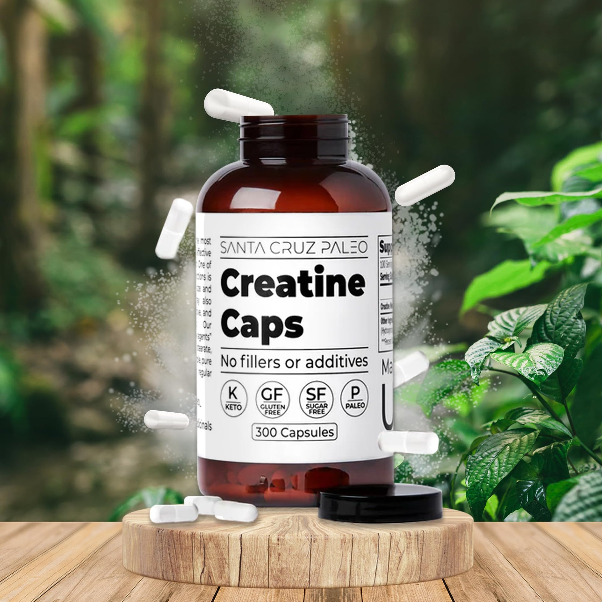 Santa Cruz Paleo Creatine Capsules, Supports Muscle Growth & Energy, Gluten Free, Keto, Sugar Free, Paleo, No Fillers or Additives, Creatine Monohydrate Pills, - Maple Wellness Supplements
