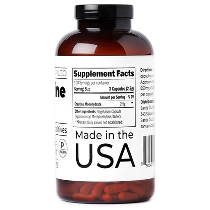 Santa Cruz Paleo Creatine Capsules, Supports Muscle Growth & Energy, Gluten Free, Keto, Sugar Free, Paleo, No Fillers or Additives, Creatine Monohydrate Pills, - Maple Wellness Supplements