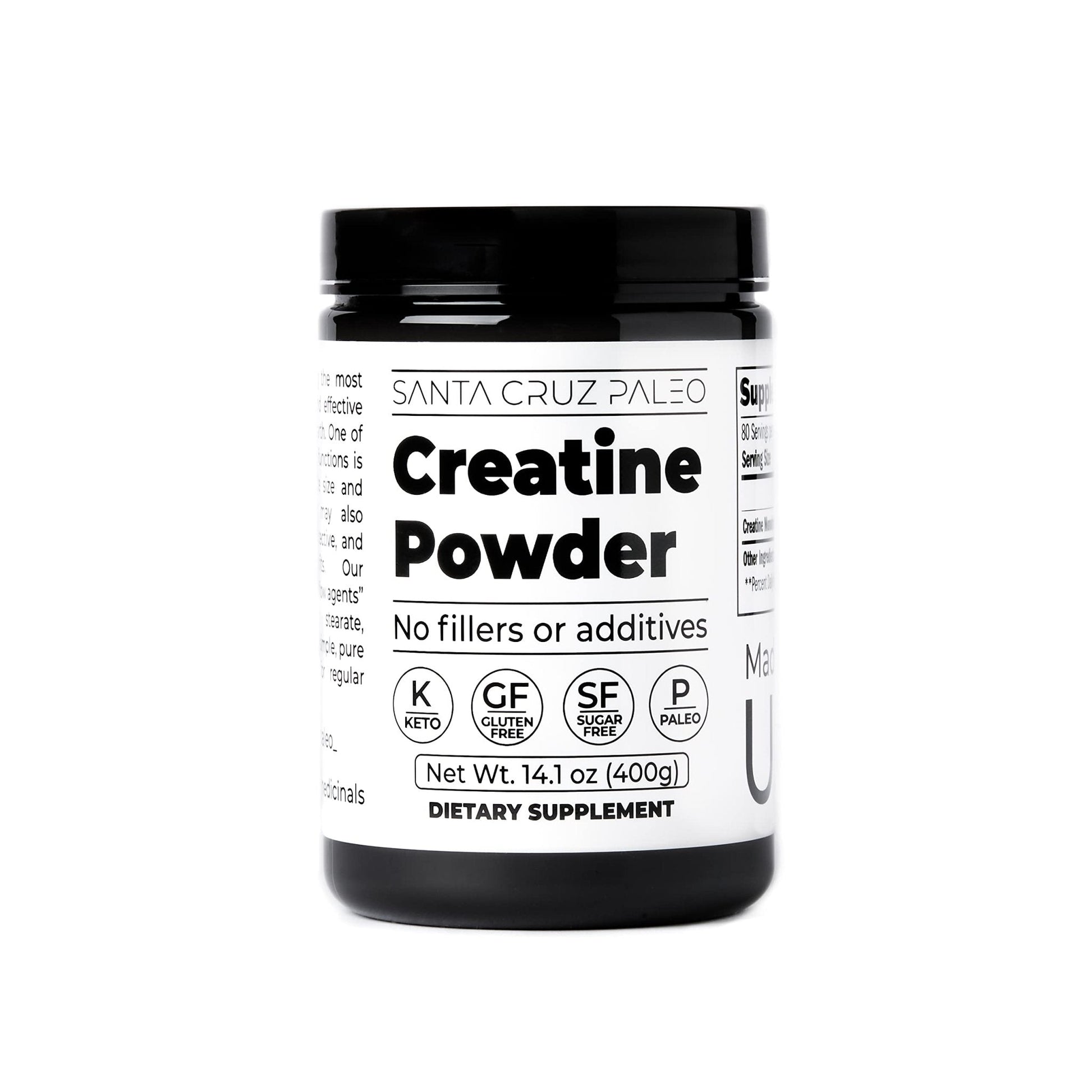 Santa Cruz Paleo, Creatine Monohydrate Powder Micronized, Unflavored Pre Workout and Muscle Support Supplement, Gluten Free Keto, Mix with Water or Shakes - Maple Wellness Supplements