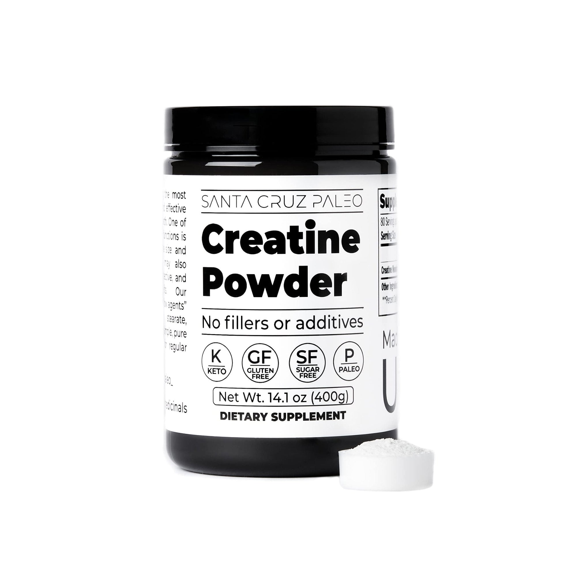 Santa Cruz Paleo, Creatine Monohydrate Powder Micronized, Unflavored Pre Workout and Muscle Support Supplement, Gluten Free Keto, Mix with Water or Shakes - Maple Wellness Supplements
