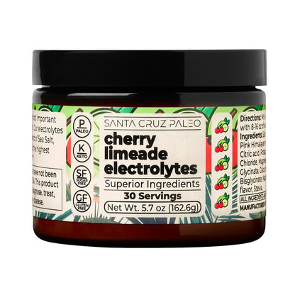 Santa Cruz Paleo Electrolyte Powder, Cherry Limeade, Sugar Free Hydration Drink Mix with Himalayan Pink Salt, Sea Salt, Magnesium Glycinate, Potassium Chloride - Maple Wellness Supplements