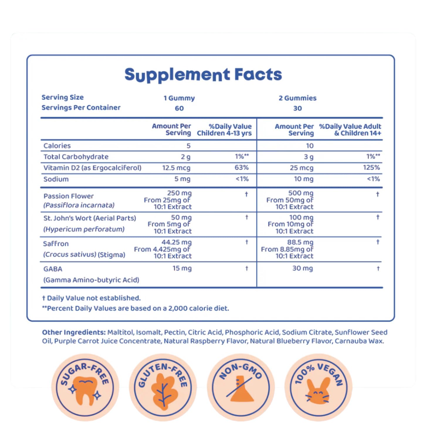 SAPHIRE HAPPY CHEWS Saffron Gummies for Kids | Supports Mood, Calm & Focus | Saffron Extract, Passionflower, St. John’s Wort & GABA - Maple Wellness Supplements