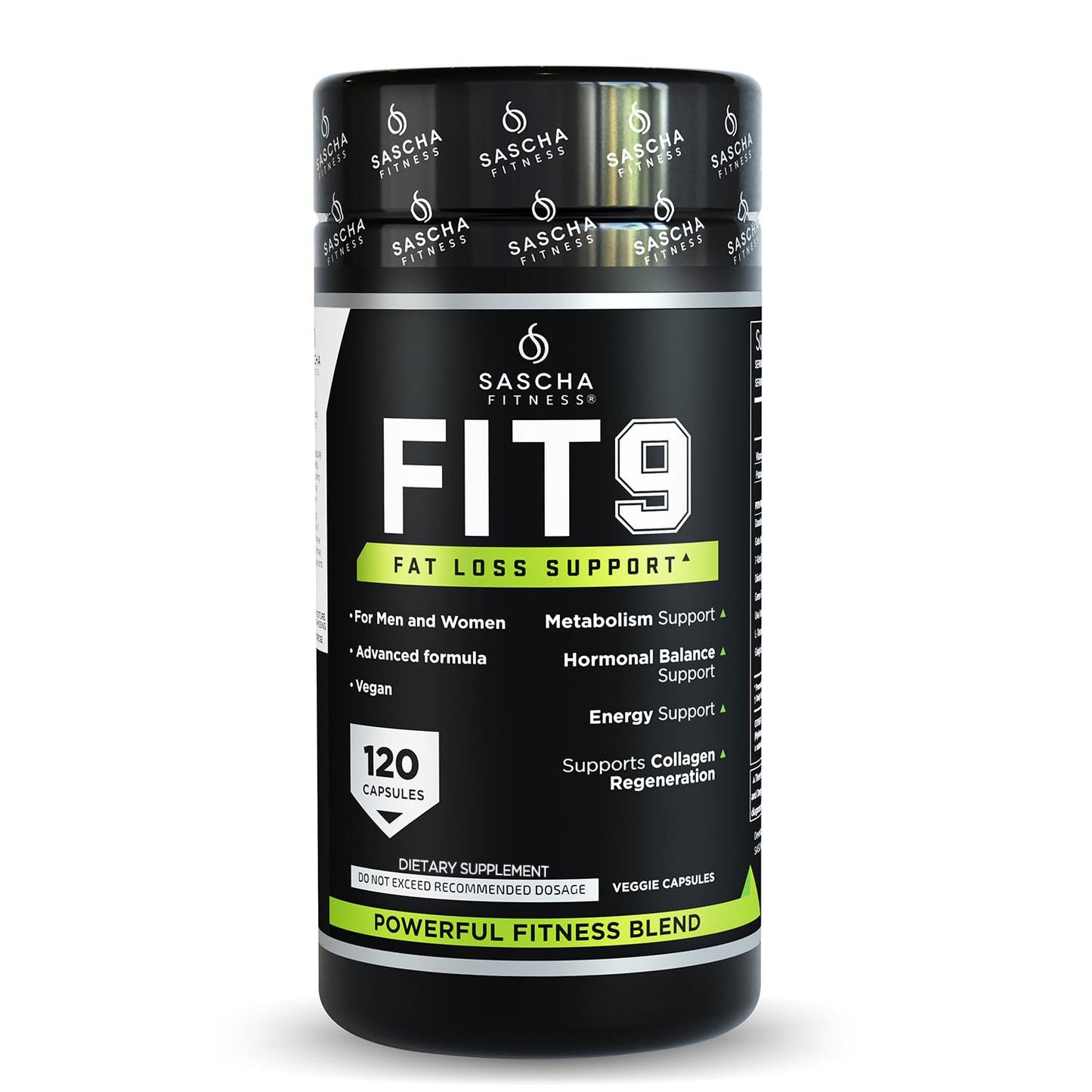 Sascha Fitness Fat Loss pills | Collagen support | Fluid Balance | FIT9 Ingredients: 7Keto + Uva Ursi, Gotu Kola, L-Theanine,Gingko Biloba,DIM,Green Tea | Weight Loss Supplements-Vegan-120 Natural Cap - Maple Wellness Supplements