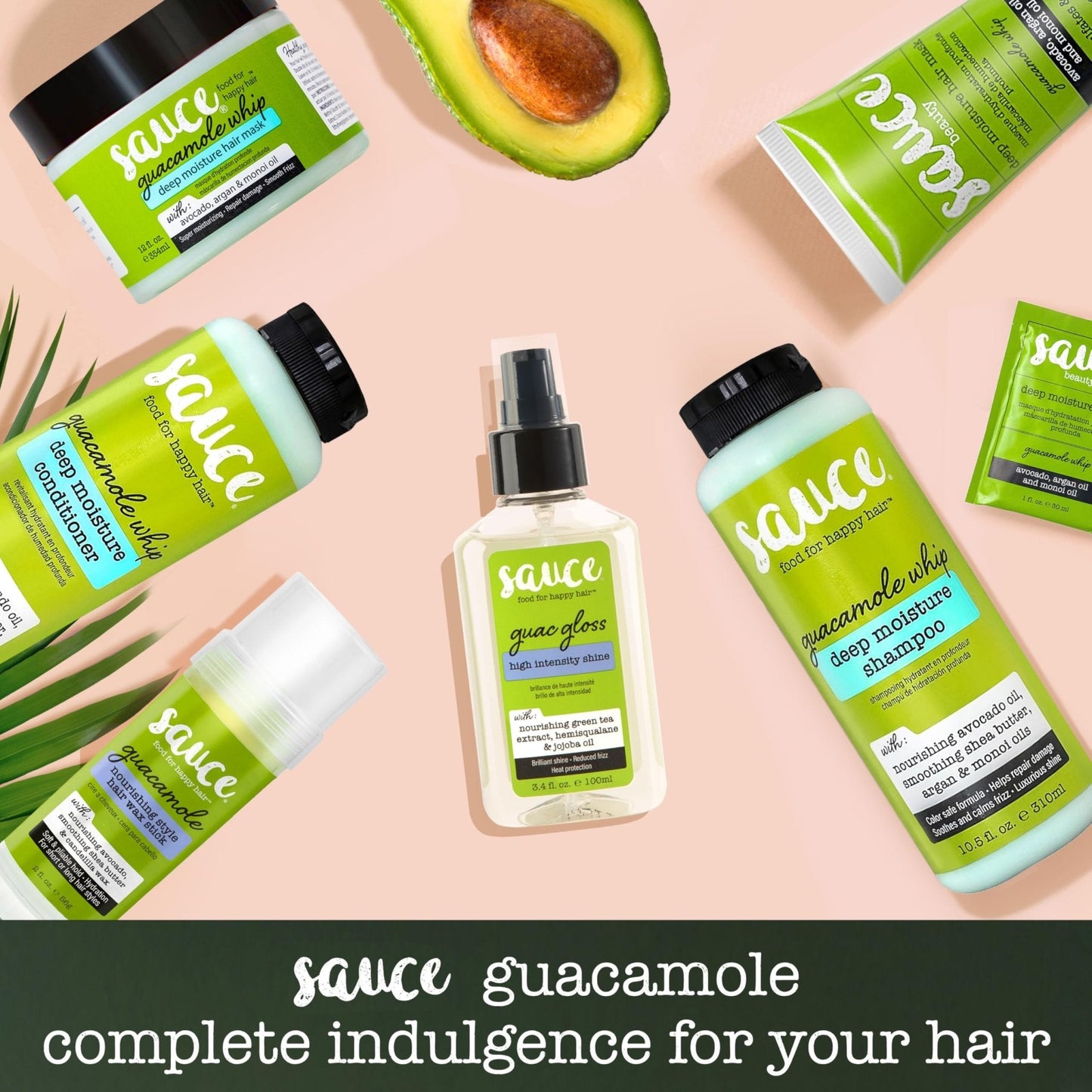 SAUCE BEAUTY Guac Hair Gloss, 3 Fl Oz High Intensity Shine, Jojoba Oil, Green Tea Extract & Squalane to Smooth, Boost Shine & Control Frizz for Sleeker, Softer, More Manageable Hair, Vegan Formula - Maple Wellness Supplements