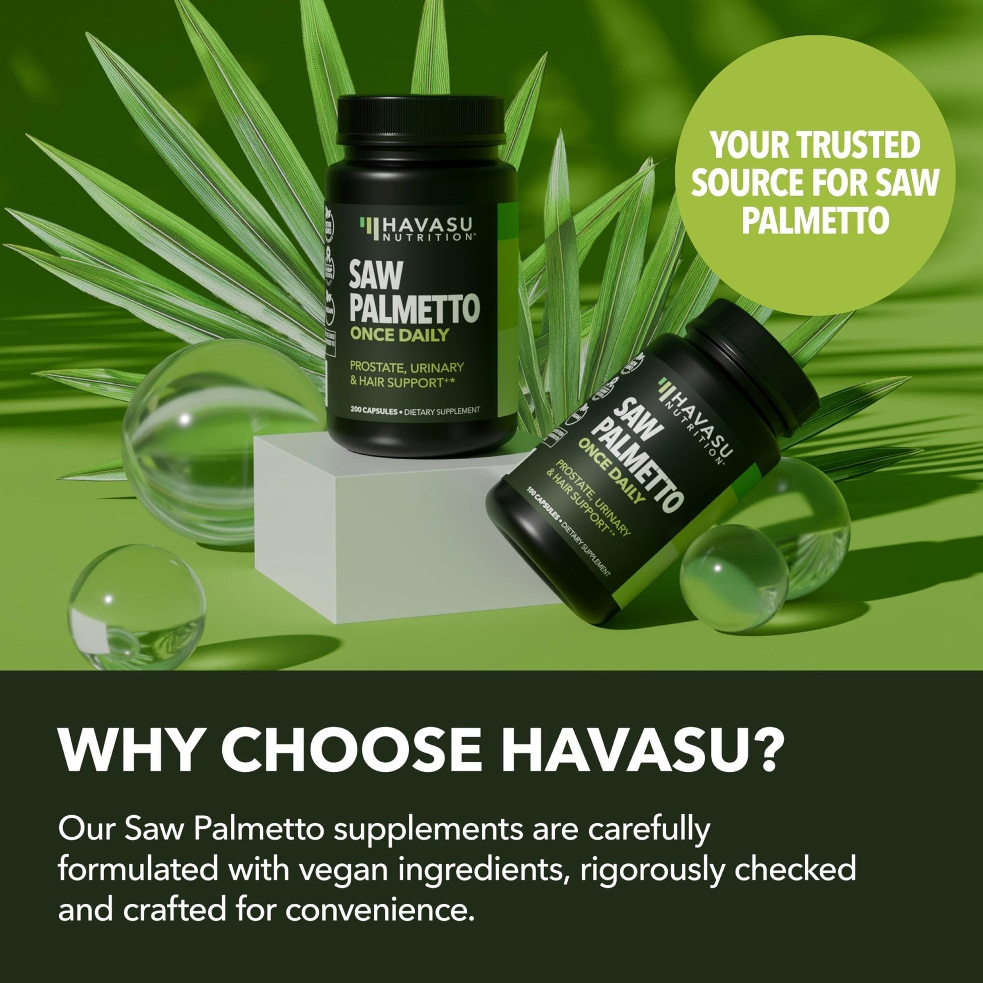 Saw Palmetto for Men Prostate Health Supplement to Promote Urinary Tract Function - 500mg Per Serving - 100 Count - DHT Blocker Hair Vitamin - Maple Wellness Supplements