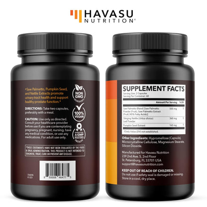 Saw Palmetto Supplement with Stinging Nettle and Pumpkin Seed Extract - Advanced 3X Formula - DHT Blocker Urinary Health and Prostate Support for Mens Health - Maple Wellness Supplements