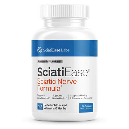 SciatiEase Sciatic Nerve Health Support Supplement - Nerve Support Formula with AlphaPalm, Pea, Vitamin B Complex, Alpha Lipoic Acid 300mg - 120 Capsules - Maple Wellness Supplements