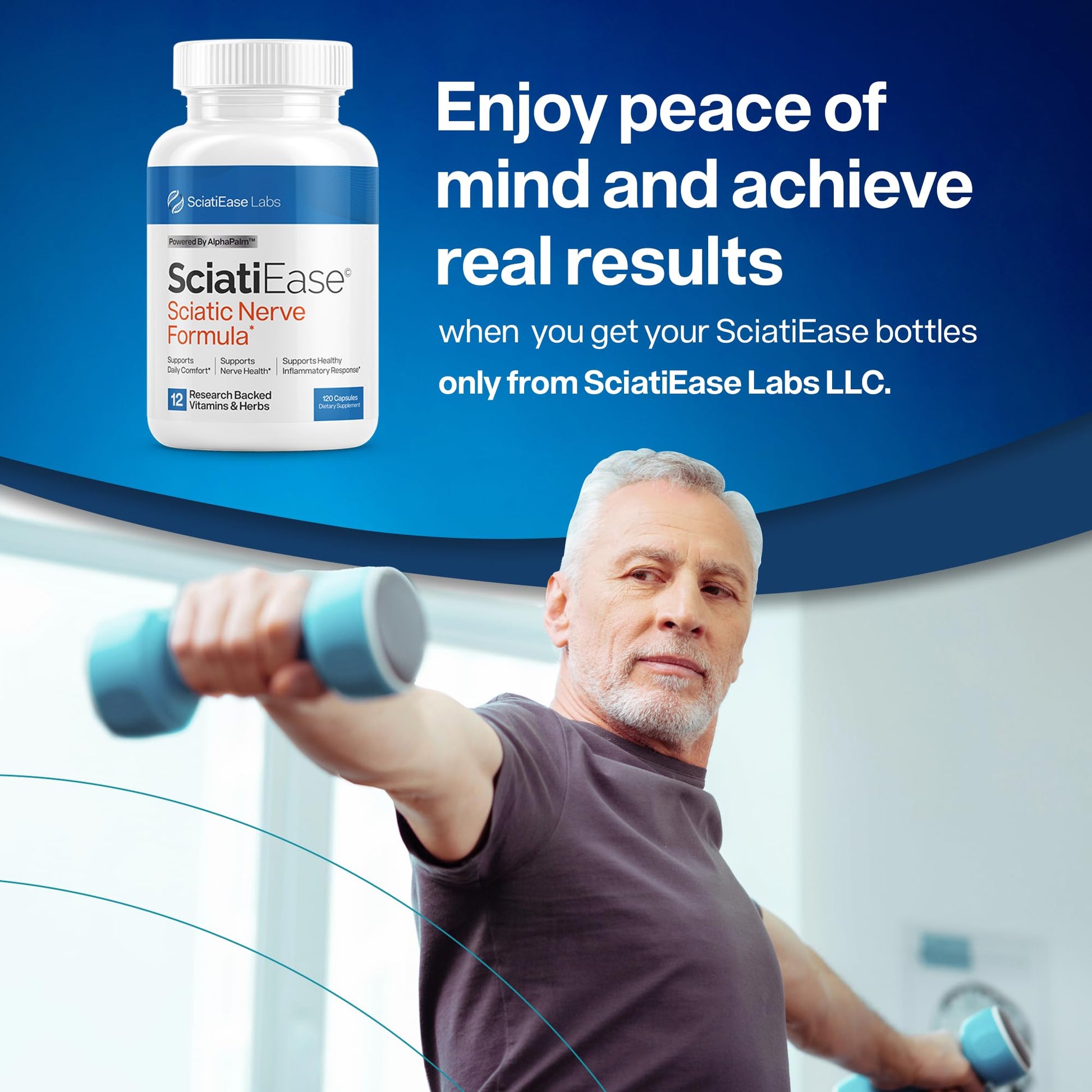 SciatiEase Sciatic Nerve Health Support Supplement - Nerve Support Formula with AlphaPalm, Pea, Vitamin B Complex, Alpha Lipoic Acid 300mg - 120 Capsules - Maple Wellness Supplements