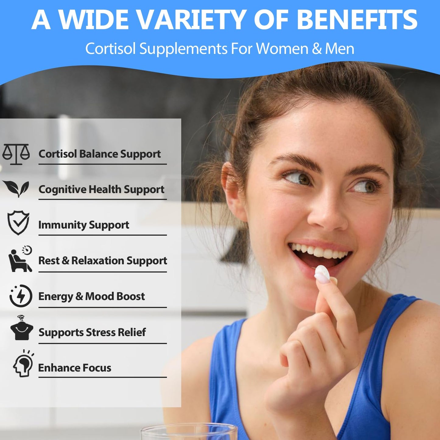 SCOLA Cortisol Supplement for Women and Men with Magnesium, Ashwagandha/L-Theanine, Cortisol Detox Manager, Cortisol Reducer Supports Relaxation & Calm, Mood, Sleep, 120 Count - Maple Wellness Supplements