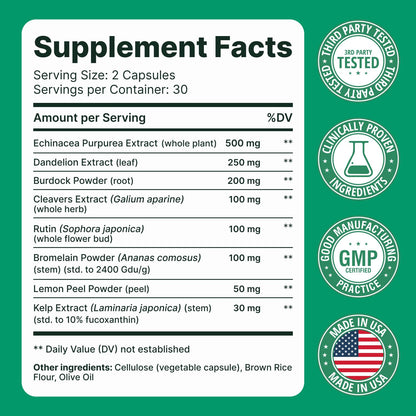 Sculptique Lymphatic Drainage Supplement – Lymphatic Drainage Capsules with Dandelion, Burdock, Cleavers & Echinacea, Supports Bloating, Fluid Balance & Daily Lymphatic Wellness – 60 Capsules - Maple Wellness Supplements