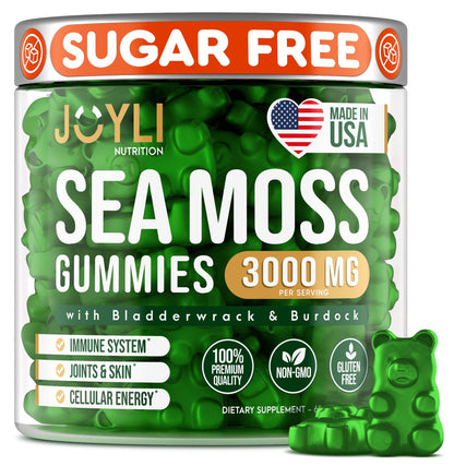 Sea Moss Gummies - Irish Seamoss Gummies for Adults & Kids - Advanced Superfood Supplement with Natural Sea Moss Gel, Bladderwrack & Burdock Root Extract - 60 Vegan Irish Moss Gummy Bears - Maple Wellness Supplements